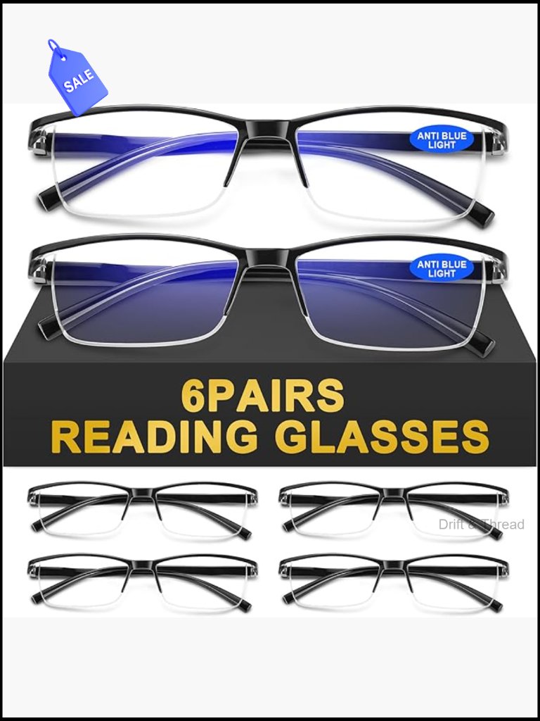 6 Pack Blue Light Blocking Reading Glasses Men Spring Hinge Lightweight Tr90